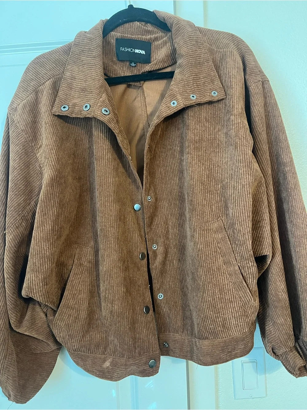 Fashion Nova Brown Corduroy Bomber Jacket Size S